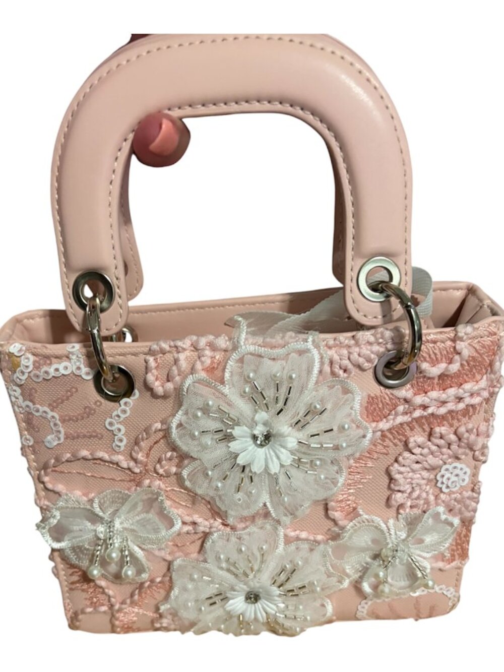 SHEIN Mini Floral Appliqué Handbag - Pink - Picture 2 of 4